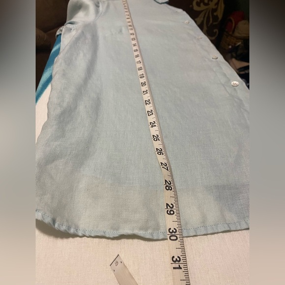 J Jill 100% Linen Long Sleeve Button Front Plus Size 1X Shirt Top.  Light Blue. - Picture 6 of 10